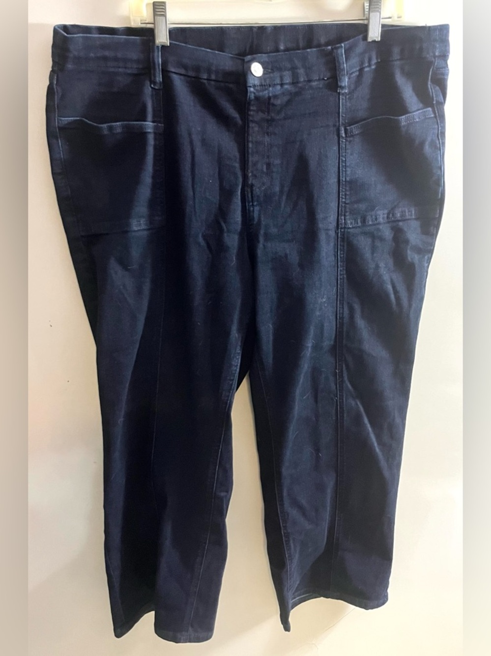 d&co Denim & Company Dark Wash Jeans Plus Size 22WP Pull-On Stretch Straight Leg